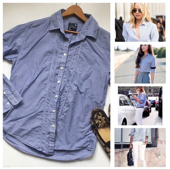 American Eagle Outfitters Tops - 🦃🍗 American Eagle Boyfriend Pinstripe Button Up